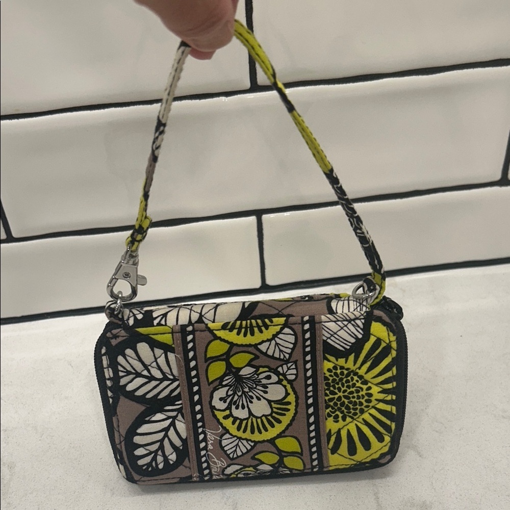 Vera Bradley Yellow and Black Floral Wristlet Retired - Picture 9 of 10